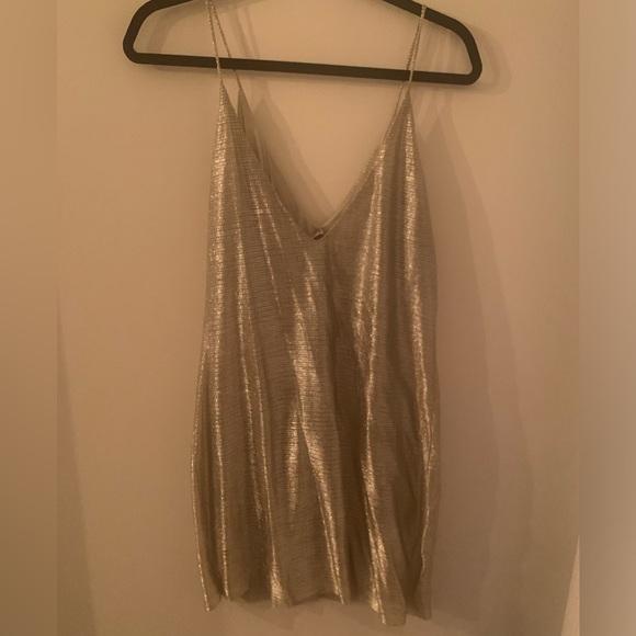 ZARA Metallic V Neck Slip Mini Dress - Size M - NWT! - Picture 4 of 5